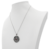Wiccan Store : Celtic Pagan Jewelry : Garnet & Sterling Silver Moon Pentacle Pendant with cable chain necklace