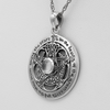 Sterling Silver Moon Pentacle Pendant with White Moonstone