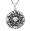 Pagan Jewelry : Sterling Silver Moon Pentacle Pentagram Necklace Rainbow Moonstone
