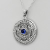 Sterling Silver Blue Sapphire Charge of the Goddess Pentacle Pendant  Witch Necklace Occult Esoteric Magic Symbolism