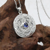 Sterling Silver Blue Sapphire Charge of the Goddess Pentacle Pendant  Witch Necklace Occult Esoteric Magic Symbolism