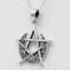 Wiccan amulet : Moon Pentagram Witchcraft Necklace .925 Sterling Silver