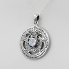 Moon Goddess Pentagrams at our Wiccan & Pagan jewelry store : Sterling Silver Large Cut Out Moon Pentacle Necklace  with Rainbow Moonstone