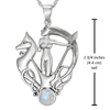 Sterling Silver Morrigan Goddess Pendant with Rainbow Moonstone