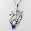 Sterling Silver Morrigan Goddess Pendant with Amethyst