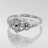 Sterling Silver Heart Pentacle Ring with Amethyst
