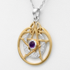 Sterling Silver Vermeil Pentagram Crescent Moon Pentacle Necklace