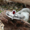 Sterling Silver Egyptian Ankh Hieroglyph Garnet Ring