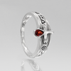 Sterling Silver Egyptian Ankh Hieroglyph Garnet Ring
