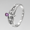 Sterling Silver Egyptian Ankh Hieroglyph Amethyst Ring