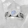 Moonstone Triple Moon Witch Goddess Ring - Wicca Witchcraft Jewelry