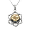 Sacral Chakra pendant in sterling silver featuring a polished 14k gold vermeil Svadhisthana symbol