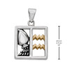 Aquarius necklace: Measurement guide showing the silver and gold zodiac pendant is 3/4 inch or 1.9 cm tall