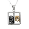 Zodiac horoscope Virgo pendant in premium .925 sterling silver with a gold astrological glyph, captured close-up against a crisp, white background