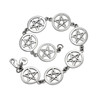 Pentagram Charm Link Bracelet Sterling Silver Wiccan Witch Jewelry
