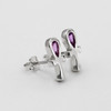Ankh stud earrings showcasing the timeless Egyptian symbol in high-polished sterling silver with a beautiful teardrop amethyst, resting delicately on a clean white surface