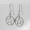 .925 Sterling Silver Pagan Jewelry Gift Pentacle and Snake Charm Earrings