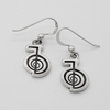 Sterling Silver Dangle Earrings Spiral Reiki Symbol Design with French Hooks