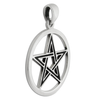 Sterling Silver Pentacle Pendant with Black Enamel Wiccan Pagan Jewelry for men or women