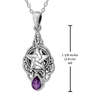 Sterling Silver Celtic Triquetra Knot Pentacle Pendant with Amethyst Drop Jewelry