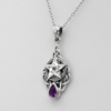 Sterling Silver Celtic Triquetra Knot Pentacle Pendant with Amethyst Drop Jewelry
