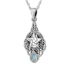 Sterling Silver Celtic Triquetra Knot Pentacle Pendant Rainbow Moonstone Necklace