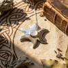 Radiant Wiccan Moonstone Pendant with Silver Triple Moon Goddess Jewelry