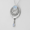 925 Silver Modern Celtic Moon Magic Necklace with Rainbow Moonstone