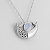 Triple Moon Pendant with Celtic Knot Crescent Moonstone Design Necklace