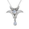 Celtic triple crescent moon necklace made from sterling silver and natural moonstone
