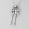 Dangling Moonstone Drop Triple Moon Celtic Goddess Pendant