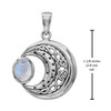Wiccan Jewelry Celtic Crescent Moon Moonstone Amulet with Stars