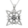 Sterling Silver Witches Knot Pendant Pentacle Crescent Moons Necklace