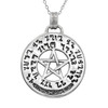 .925 sterling silver pentagram amulet featuring Theban writing at our Witchcraft store