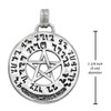 Witch amulet necklace and good luck talisman featuring a silver pentacle, measuring one and a quarter inches in diameter