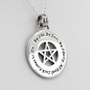 Pentacle pendant good luck talisman, a beautifully crafted Wiccan amulet in shiny .925 sterling silver shown on a white background