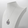 Chalice Well Pendant and Vesica Piscis Necklace in .925 sterling silver, featuring a central, polished amethyst stone