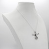 Sterling silver owl pendant and pentagram displayed on a white jewelry bust, a stunning pentacle necklace representing ancient wisdom