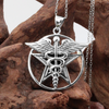 Hermes Greek Pagan God Sterling Silver Caduceus Pentacle Pendant. Moonlight Mysteries Wiccan Store: Pagan Jewelry for men and women