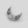 Moonstone Moon Necklace and Horned Moon Pendant crafted in solid sterling silver, showing a beautiful Crescent Moon design reflecting on a clean white surface
