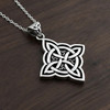 Silver Celtic witches knot pendant Wiccan protection amulet