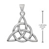 Celtic Triquetra Pendant measurement guide indicating this .925 sterling silver Trinity Knot Necklace stands at 1 1/8 inches (2.8 cm) tall