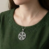 Luxury Sterling Silver Moon Pentacle Necklace Minimalist Pagan Art