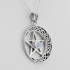Celtic Moon Pentacle Necklace Sterling Silver Rainbow Moonstone