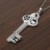 Silver Witch Tools Key Necklace Cauldron Pentacle Magick Amulet