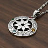 Zodiac Wheel Pendant Eight Pointed Star Astrology Necklace