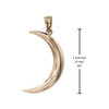 Bronze crescent moon pendant showing a height measurement of 1 1/4 inches (3 cm) tall, detailing the exact dimensions of this Wiccan moon piece