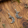 .925 Sterling Silver Celtic Moon and Star Earrings with Pentacle