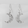 Womens Sterling Silver Moon Earrings Gift with Pentagram Charm