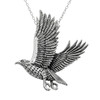 Detailed Flying Bird Amulet Silver Hawk Necklace